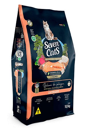 Ração Seven Cats Premium Especial Sabor Salm para Gatos Castrados - 10,1kg