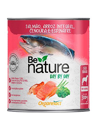 Ração Úmida Be Nature Day By Day Sabor Salmão, Arroz Integral, Cenoura e Espinafre para Cães Idosos - 300g