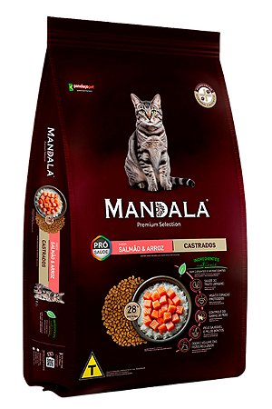 Ração Mandala Premium Selection Sabor Salmão e Arroz para Gatos Castrados - 10,1kg