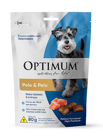 Petisco Optimum Nutrition for life Pele & Pelo Saudável Sabor Salmão e Linhaça para Cães Adultos - 80g