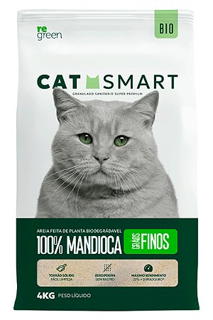 Granulado Higiênico Cat Smart Biodegradável Mandioca Grãos Finos para Gatos - 4kg