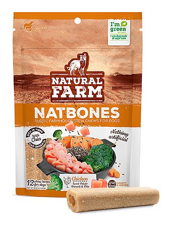 Petisco Natural Farm Natbones Frango e Vegetais para Cães - 440g