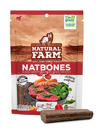 Petisco Natural Farm Natbones Carne e Vegetais para Cães - 440g