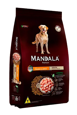 Ração Mandala Premium Sabor Frango e Arroz para Cães Adultos - 10,1kg ou 20kg