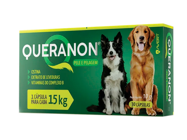 Suplemento Alimentar Queranon Pele e Pelagem Avert para Cães de Porte Grande - 30 Cápsulas