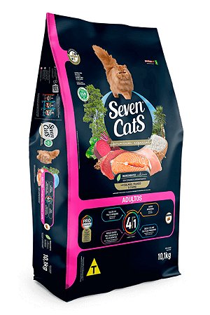 Ração Seven Cats Premium Especial Sabor Frango, Salmão e Carne para Gatos Adultos - 10,1kg