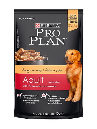 Ração Úmida Nestlé Purina Pro Plan Sachê Sabor Frango ao Molho para Cães Adultos - 100g