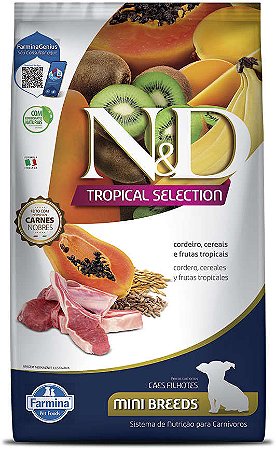 Ração N&D Tropical Selection Cordeiro, Cereais e Frutas Tropicais para Cães Filhotes de Raças Minis - 2,5kg