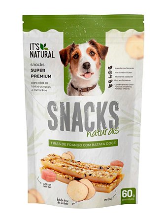 Petisco It´s Natural Snacks Naturais Tiras de Frango com Batata Doce Cães Adultos - 60g