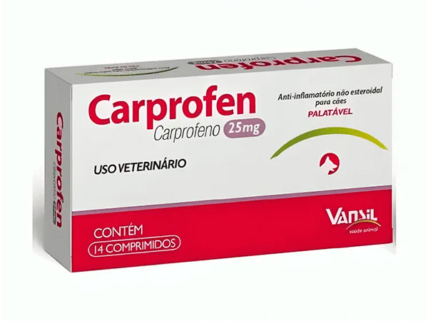 Anti-inflamatório Carprofen com 14 comprimidos - 25mg, 75mg ou 100mg