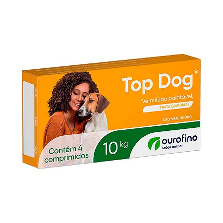 Vermífugo Top Dog Ourofino 1000 mg para Cães até 10kg - 4 comprimidos