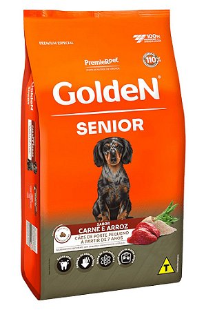 Ração Golden Fórmula Mini Bits Senior para Cães Adultos de Pequeno Porte Sabor Carne e Arroz - 3kg ou 10,1Kg