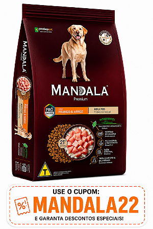 Ração Mandala Premium Sabor Frango e Arroz para Cães Adultos 25kg