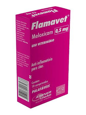 Anti-inflamatório Flamavet Meloxicam para Cães - 0,5mg ou 2mg com 10 comprimidos