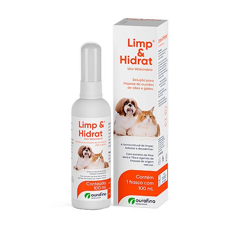 Limp & Hidrat Ourofino para Limpeza de Ouvidos de Cães e Gatos - 100 mL