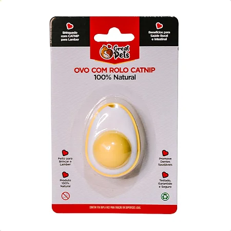 Brinquedo Ovo com Rolo de Catnip 100% Natural para Gatos - Great Pets
