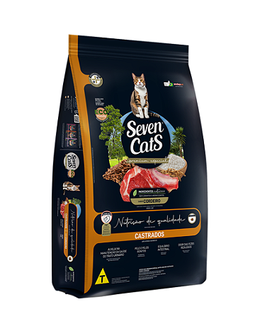 Ração Seven Cats Cordeiro para Gatos Adultos Castrados 10,1 kg