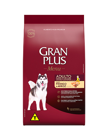 Ração GranPlus Menu Frango e Arroz para Cães Adultos de Porte Médio e Grande 20 kg