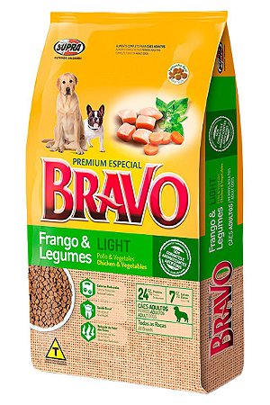 Ração Bravo Premium Especial Light Sabor Frango e Legumes para Cães Adultos - 10,1Kg ou 15kg