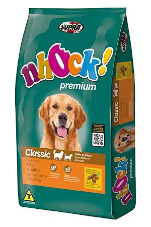 Ração Nhock Classic Premium Sabor Carne e Cereais para Cães Adultos de Todas as Raças - 10,1kg ou 20kg
