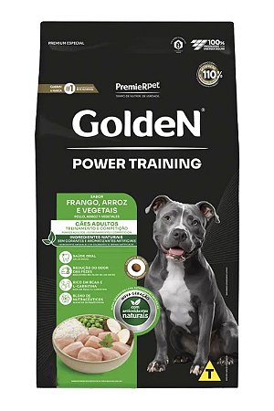 Ração Golden Power Training Sabor Frango, Arroz e Vegetais para Cães Adultos - 15Kg