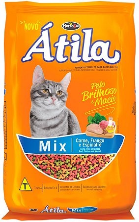 Ração Átila Mix Sabor Carne, Frango e Espinafre para Gatos de 10,1kg e 20kg