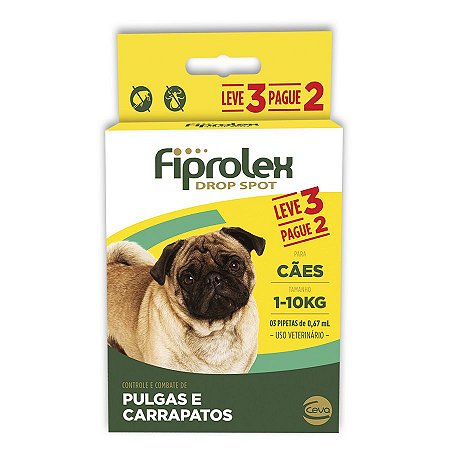 Antipulgas e Carrapatos Fiprolex Drop Spot Ceva para Cães até 10kg - Leve 3 Pague 2