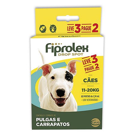 Antipulgas e Carrapatos Fiprolex Drop Spot Ceva para Cães de 11 até 20kg - Leve 3 Pague 2