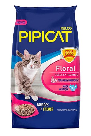 Areia Higiênica Pipicat Floral para Gatos - 12Kg