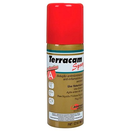 Terracam Spray Antibiótico Anti-inflamatório Agener para Cães - 125 ml