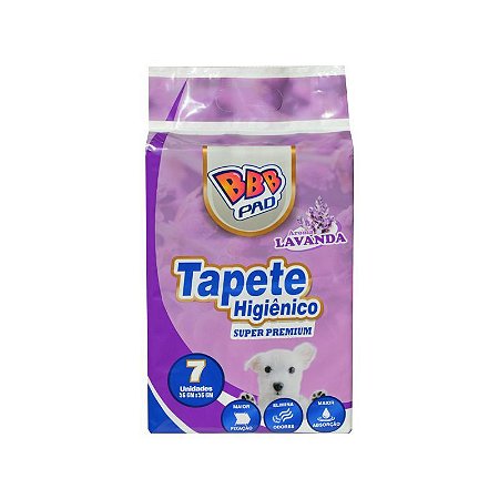 Tapete Higiênico Super Premium Lavanda com 7 unidades Grande 56x56cm - BBB PAD