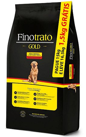 Ração Finotrato Gold Super Premium para Cães Adultos de Raças Grandes e Gigantes - PAGUE 15Kg E LEVE 16,5kg