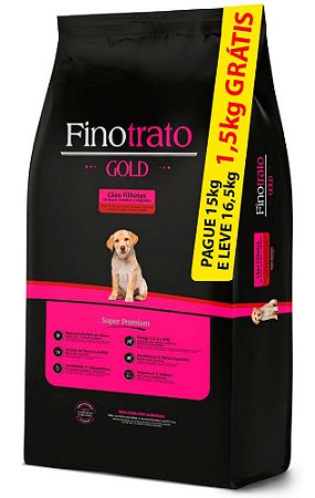 Ração Finotrato Gold Super Premium para Cães Filhotes de Raças Grandes e Gigantes - PAGUE 15Kg E LEVE 16,5kg