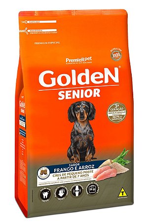 Ração Golden Fórmula Mini Bits Senior para Cães Adultos de Pequeno Porte Sabor Frango e Arroz - 10,1Kg