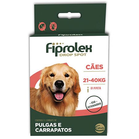 Antipulgas e Carrapatos Fiprolex Drop Spot Ceva para Cães de 21 até 40kg