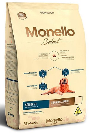 Ração Monello Select Nutrire Frango & Arroz para Cães Senior 7+ - 15kg
