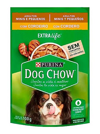 Ração Úmida Nestlé Purina Dog Chow Sachê Sabor Cordeiro para Cães Adultos Raças Minis e Pequenas - 100g