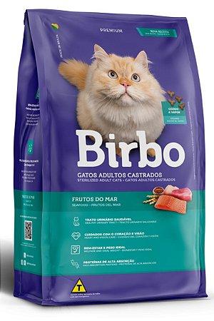 Ração Birbo Premium Sabor Frutos do Mar para Gatos Castrados - 7Kg e 15Kg