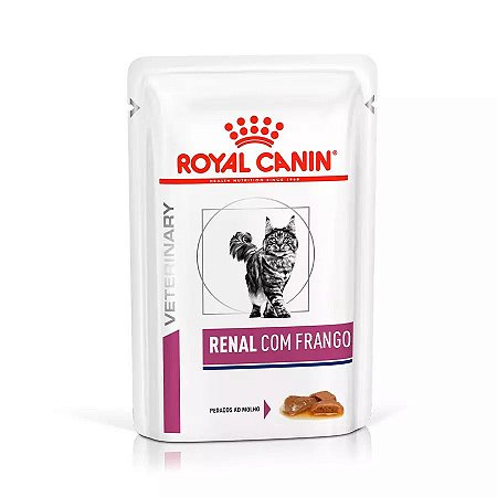 Ração Úmida Royal Canin Sachê Feline Veterinary Renal Sabor Frango para Gatos com Doença nos Rins - 85g