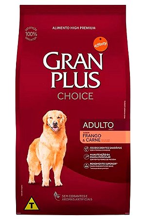 Ração GranPlus Choice Super Premium Sabor Frango e Carne para Cães Adultos - 20kg