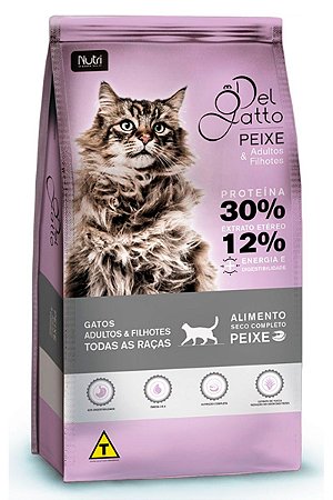 Ração Del Gatto para Gatos Adultos e Filhotes Sabor Peixe - 7Kg, 15kg ou 25kg