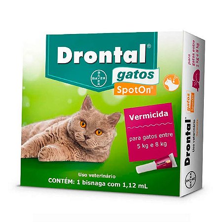 Vermífugo Drontal SpotOn para Gatos de 5Kg a 8Kg - 1 Bisnaga de 1,12 mL