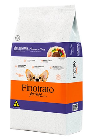 Ração Finotrato Prime Premium Especial Sabor Frango e Arroz para Cães Adultos de Raças Pequenas e Médias - 10,1kg, 15Kg ou 20kg