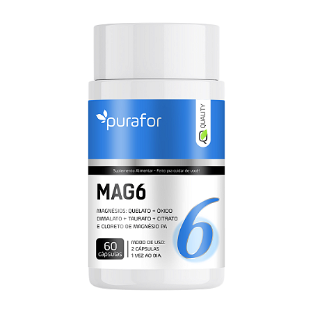 Magnésio Mag 6 Tipos De Magnésio Em 1 Com 60 Cápsulas 500mg