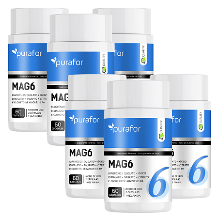 Magnésio Mag 6 Tipos De Magnésio Em 1 Com 60 Cápsulas 500mg - 6 Unidades