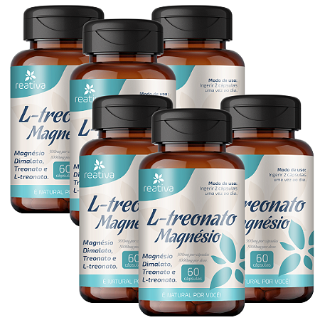 Magnésio L- Treonato de Magnésio - Dimalato e Treonina - 60 Cápsulas - 6 Unidades