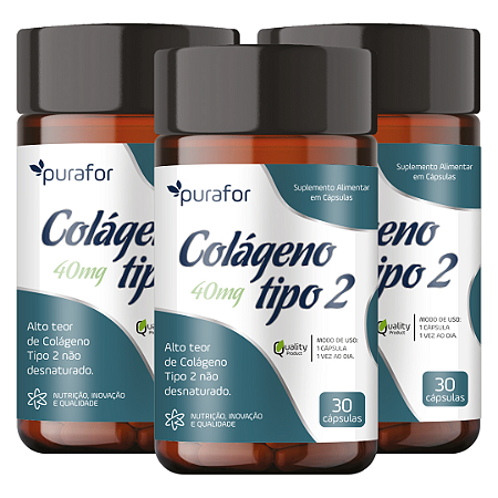 Colágeno Tipo 2 40mg - 30 Cápsulas - 3 Unidades
