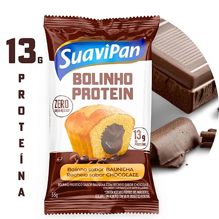 Bolinho Proteico Baunilha com Chocolate 55g - Display com 12 Unidades