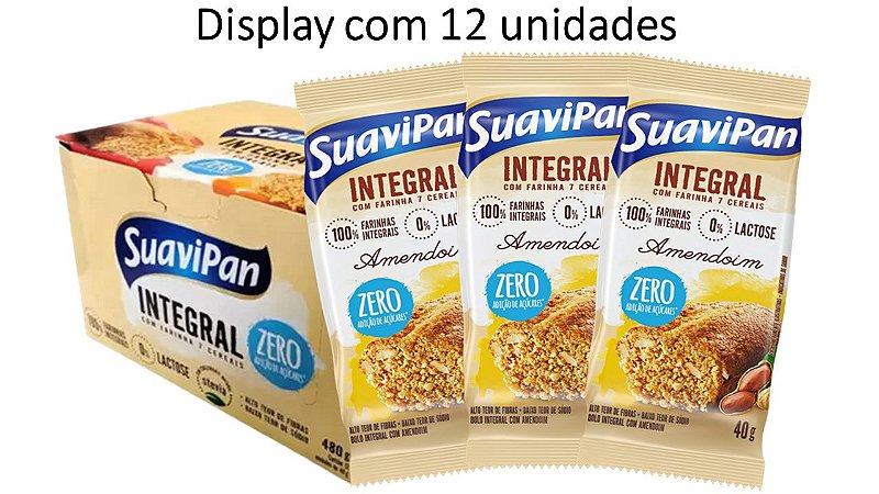Bolinho de Amendoim Integral SuaviPan Display c/ 12 Unid
