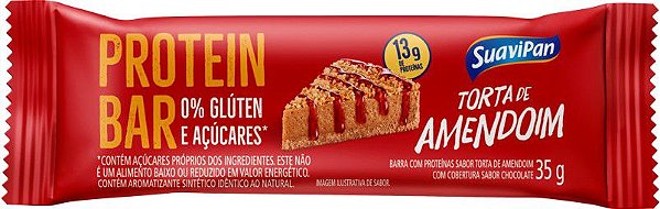 Barra de Proteína SuaviPan Torta de Amendoim Zero Açúcar Display c/ 12 Unid